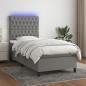 Preview: ARDEBO.de - Boxspringbett mit Matratze & LED Dunkelgrau 90x190 cm Stoff