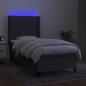 Preview: Boxspringbett mit Matratze & LED Dunkelgrau 90x190 cm Stoff