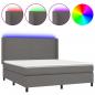 Preview: Boxspringbett mit Matratze & LED Grau 180x200 cm Kunstleder