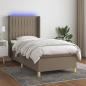 Preview: ARDEBO.de - Boxspringbett mit Matratze & LED Taupe 90x190 cm Stoff