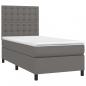 Preview: Boxspringbett mit Matratze & LED Grau 90x190 cm Kunstleder