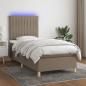 Preview: ARDEBO.de - Boxspringbett mit Matratze & LED Taupe 90x190 cm Stoff