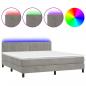 Preview: Boxspringbett mit Matratze & LED Hellgrau 180x200 cm Samt