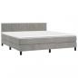 Preview: Boxspringbett mit Matratze & LED Hellgrau 180x200 cm Samt