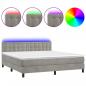 Preview: Boxspringbett mit Matratze & LED Hellgrau 180x200 cm Samt