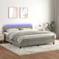 Preview: ARDEBO.de - Boxspringbett mit Matratze & LED Hellgrau 180x200 cm Samt