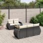 Preview: ARDEBO.de - 6-tlg. Garten-Sofagarnitur mit Kissen Schwarz Poly Rattan