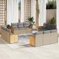 Preview: ARDEBO.de - 12-tlg. Garten-Sofagarnitur mit Kissen Beige Poly Rattan