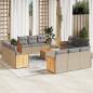 Preview: ARDEBO.de - 13-tlg. Garten-Sofagarnitur mit Kissen Beige Poly Rattan