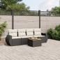 Preview: ARDEBO.de - 5-tlg. Garten-Sofagarnitur mit Kissen Schwarz Poly Rattan