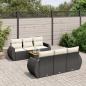 Preview: ARDEBO.de - 7-tlg. Garten-Sofagarnitur mit Kissen Schwarz Poly Rattan