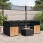 Preview: ARDEBO.de - 7-tlg. Garten-Sofagarnitur mit Kissen Schwarz Poly Rattan