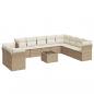 Preview: 11-tlg. Garten-Sofagarnitur mit Kissen Beige Poly Rattan