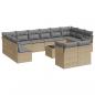 Preview: 13-tlg. Garten-Sofagarnitur mit Kissen Beige Poly Rattan