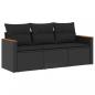 Preview: 3-tlg. Garten-Sofagarnitur mit Kissen Schwarz Poly Rattan