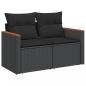 Preview: 3-tlg. Garten-Sofagarnitur mit Kissen Schwarz Poly Rattan