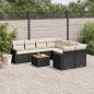 Preview: ARDEBO.de - 9-tlg. Garten-Sofagarnitur mit Kissen Schwarz Poly Rattan