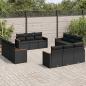 Preview: ARDEBO.de - 12-tlg. Garten-Sofagarnitur mit Kissen Schwarz Poly Rattan