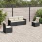 Preview: ARDEBO.de - 5-tlg. Garten-Sofagarnitur mit Kissen Schwarz Poly Rattan