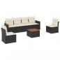 Preview: 7-tlg. Garten-Sofagarnitur mit Kissen Schwarz Poly Rattan