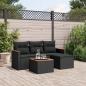 Preview: ARDEBO.de - 5-tlg. Garten-Sofagarnitur mit Kissen Schwarz Poly Rattan