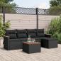 Preview: ARDEBO.de - 6-tlg. Garten-Sofagarnitur mit Kissen Schwarz Poly Rattan