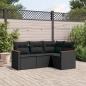 Preview: ARDEBO.de - 4-tlg. Garten-Sofagarnitur mit Kissen Schwarz Poly Rattan