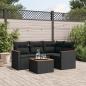 Preview: ARDEBO.de - 5-tlg. Garten-Sofagarnitur mit Kissen Schwarz Poly Rattan