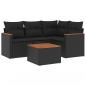 Preview: 5-tlg. Garten-Sofagarnitur mit Kissen Schwarz Poly Rattan