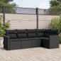 Preview: ARDEBO.de - 5-tlg. Garten-Sofagarnitur mit Kissen Schwarz Poly Rattan