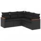 Preview: 5-tlg. Garten-Sofagarnitur mit Kissen Schwarz Poly Rattan