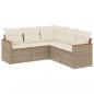 Preview: 5-tlg. Garten-Sofagarnitur mit Kissen Beige Poly Rattan