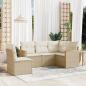 Preview: ARDEBO.de - 5-tlg. Garten-Sofagarnitur mit Kissen Beige Poly Rattan