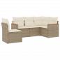 Preview: 5-tlg. Garten-Sofagarnitur mit Kissen Beige Poly Rattan