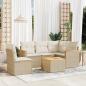 Preview: ARDEBO.de - 6-tlg. Garten-Sofagarnitur mit Kissen Beige Poly Rattan