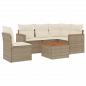 Preview: 6-tlg. Garten-Sofagarnitur mit Kissen Beige Poly Rattan