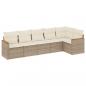 Preview: 6-tlg. Garten-Sofagarnitur mit Kissen Beige Poly Rattan