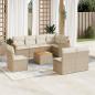 Preview: ARDEBO.de - 9-tlg. Garten-Sofagarnitur mit Kissen Beige Poly Rattan