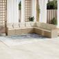 Preview: ARDEBO.de - 9-tlg. Garten-Sofagarnitur mit Kissen Beige Poly Rattan