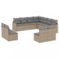 Preview: 11-tlg. Garten-Sofagarnitur mit Kissen Beige Poly Rattan