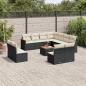 Preview: ARDEBO.de - 12-tlg. Garten-Sofagarnitur mit Kissen Schwarz Poly Rattan