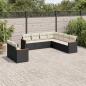 Preview: ARDEBO.de - 9-tlg. Garten-Sofagarnitur mit Kissen Schwarz Poly Rattan