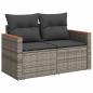 Preview: 10-tlg. Garten-Sofagarnitur mit Kissen Grau Poly Rattan