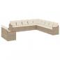 Preview: 11-tlg. Garten-Sofagarnitur mit Kissen Beige Poly Rattan