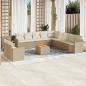 Preview: ARDEBO.de - 12-tlg. Garten-Sofagarnitur mit Kissen Beige Poly Rattan