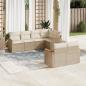 Preview: ARDEBO.de - 7-tlg. Garten-Sofagarnitur mit Kissen Beige Poly Rattan