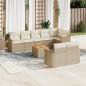 Preview: ARDEBO.de - 9-tlg. Garten-Sofagarnitur mit Kissen Beige Poly Rattan