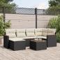 Preview: ARDEBO.de - 7-tlg. Garten-Sofagarnitur mit Kissen Schwarz Poly Rattan