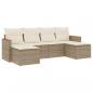 Preview: 6-tlg. Garten-Sofagarnitur mit Kissen Beige Poly Rattan