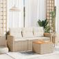 Preview: ARDEBO.de - 4-tlg. Garten-Sofagarnitur mit Kissen Beige Poly Rattan